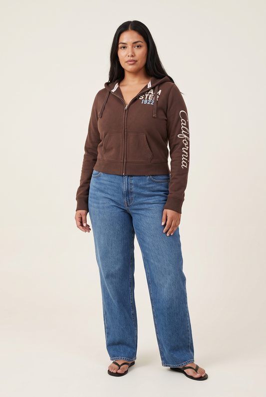 Cropped Zip-Up California Hoodie full look