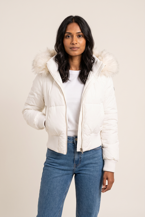 Fur Collar Hooded Puffer Parka worn