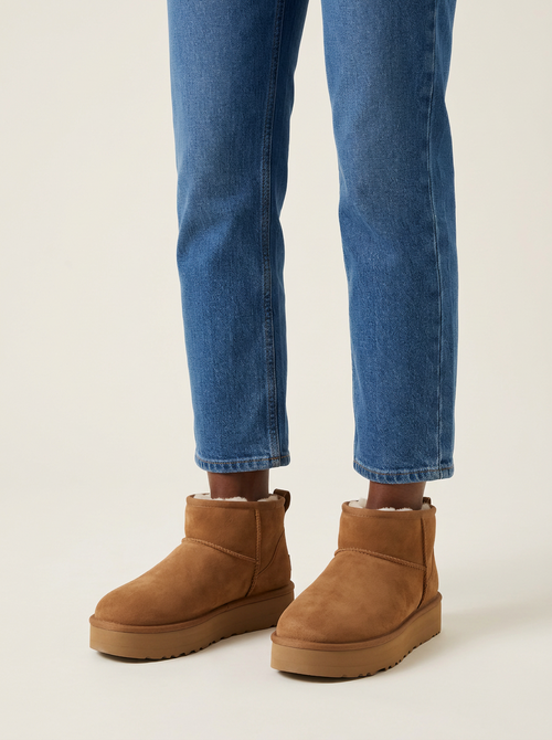 Sheepskin Wool-Lined Snow Boots worn
