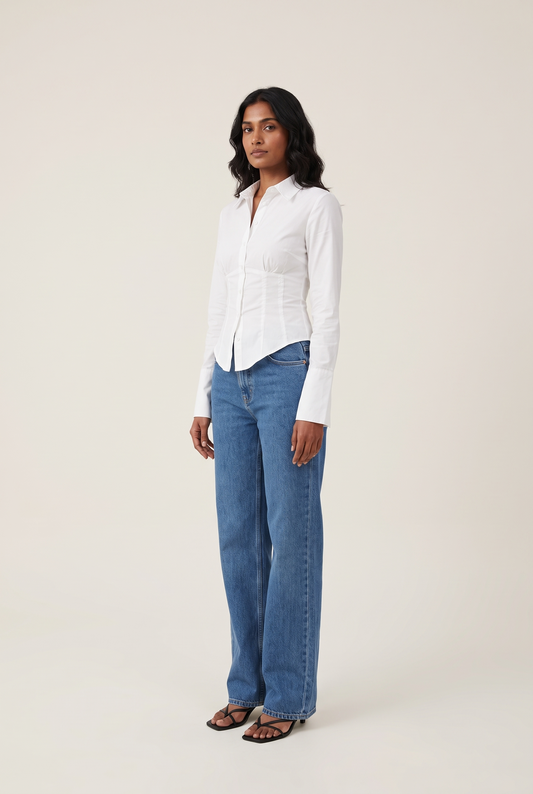 Bell Sleeve Slim Bandage Blouse full look