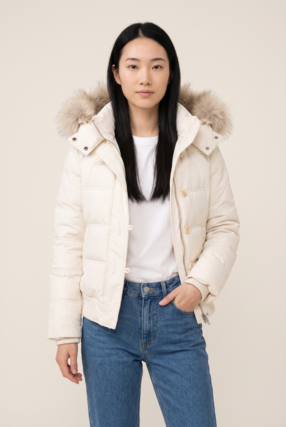 American Retro Fur Collar Coat worn