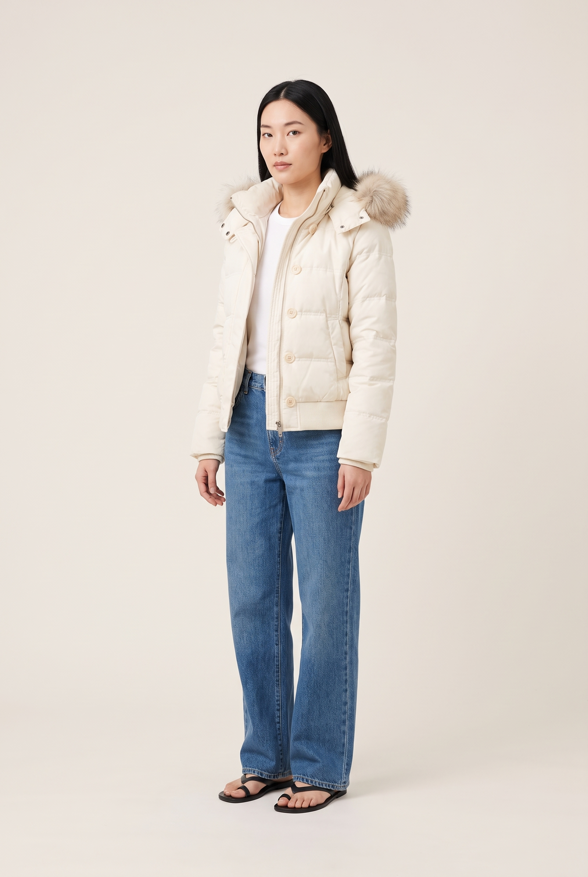 American Retro Fur Collar Coat full look