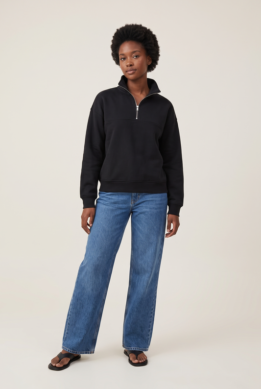 Fleece Lined Half-Zip Pullover full look