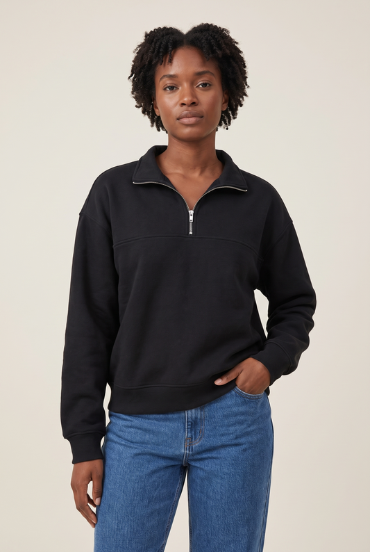 Fleece Lined Half-Zip Pullover worn