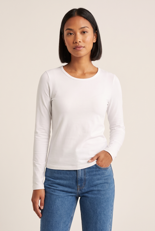 Everyday Long-Sleeve Knit Tee worn