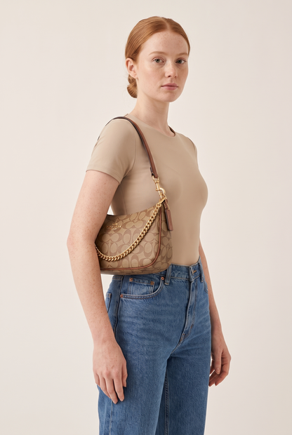 Geometric Print Chain Underarm Bag carried