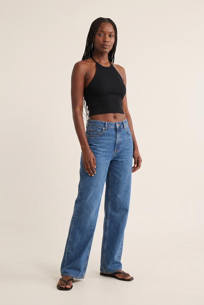 Hollow Back Halter Crop Vest full look