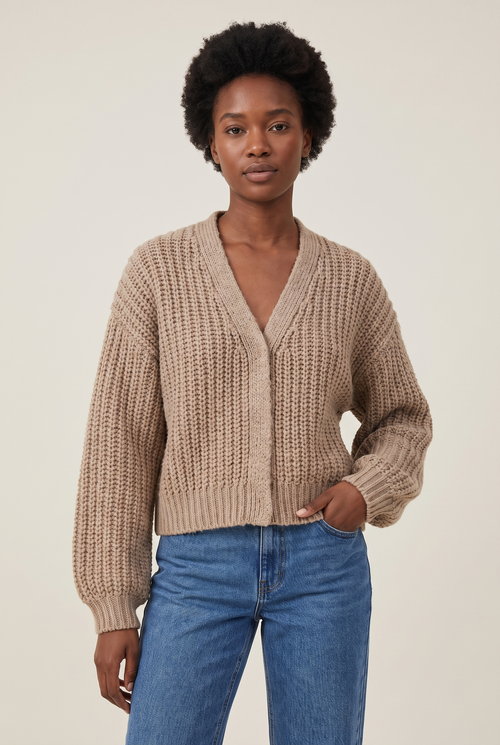 Lantern Sleeve Vintage Cardigan worn