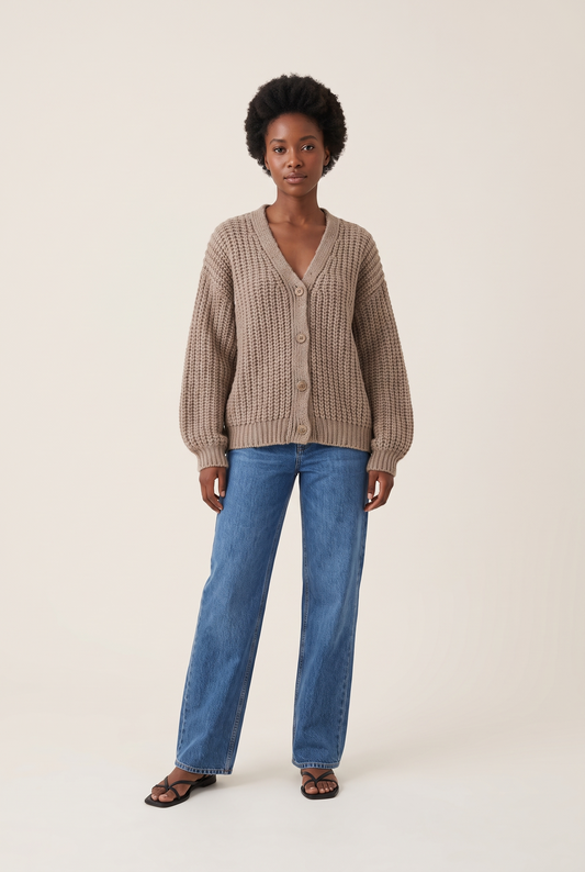 Lantern Sleeve Vintage Cardigan full look