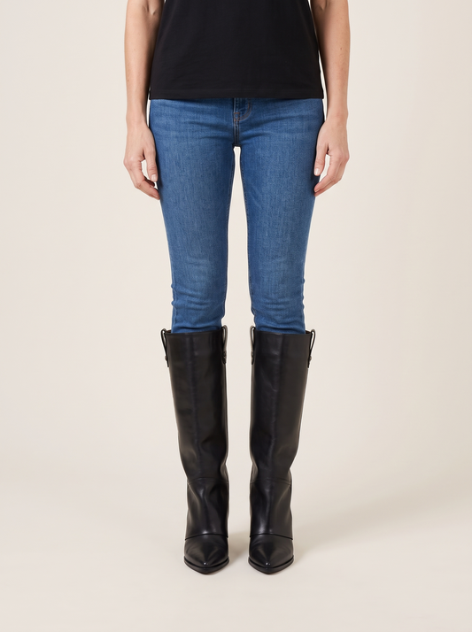 Slip-On Knee-High Motorcycle Boots worn