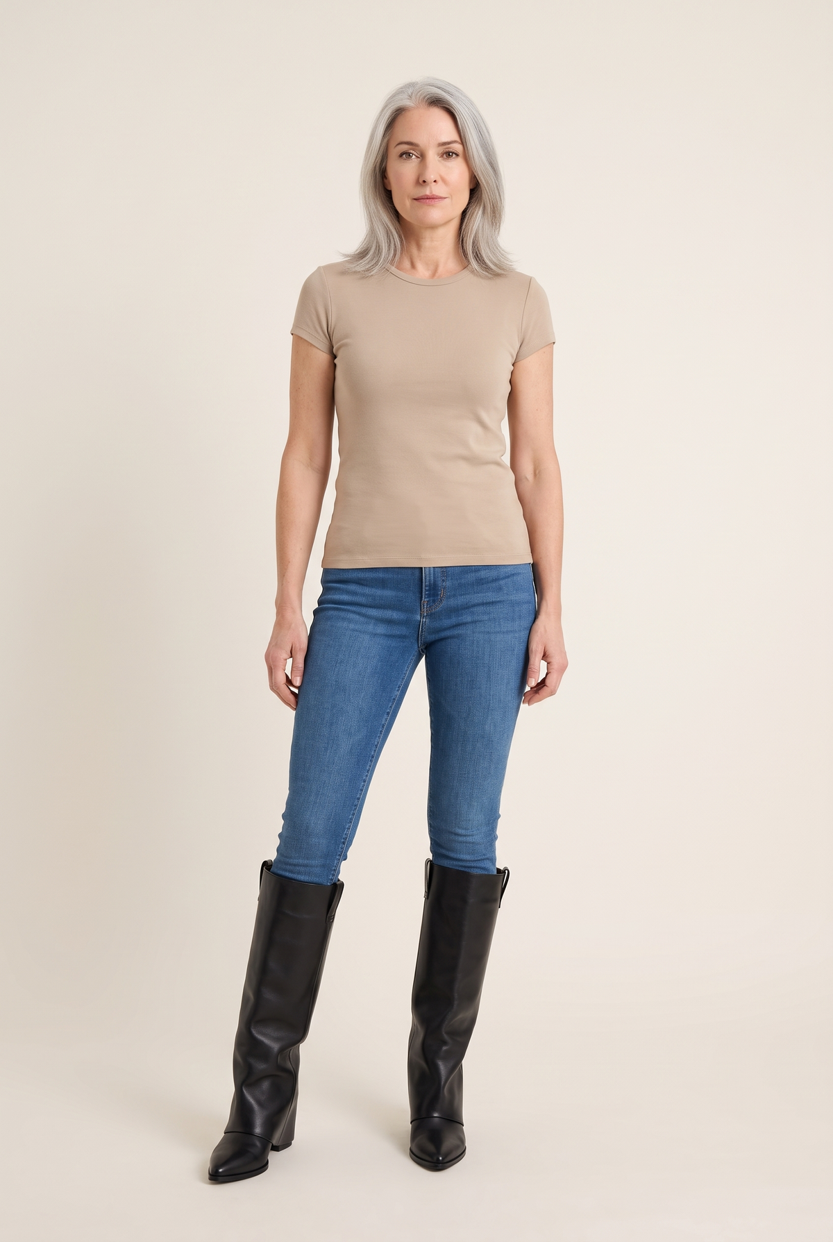 Slip-On Knee-High Motorcycle Boots full look