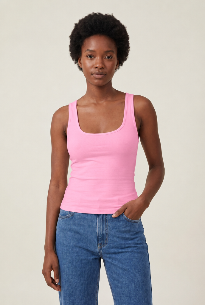 Stretch Halter Tank Top in Pink