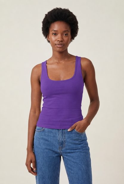 Stretch Halter Tank Top in Purple