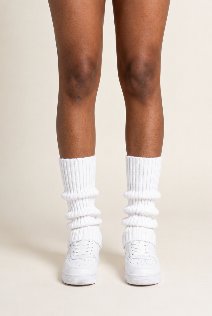 57cm Knitted Lolita Leg Warmers in White