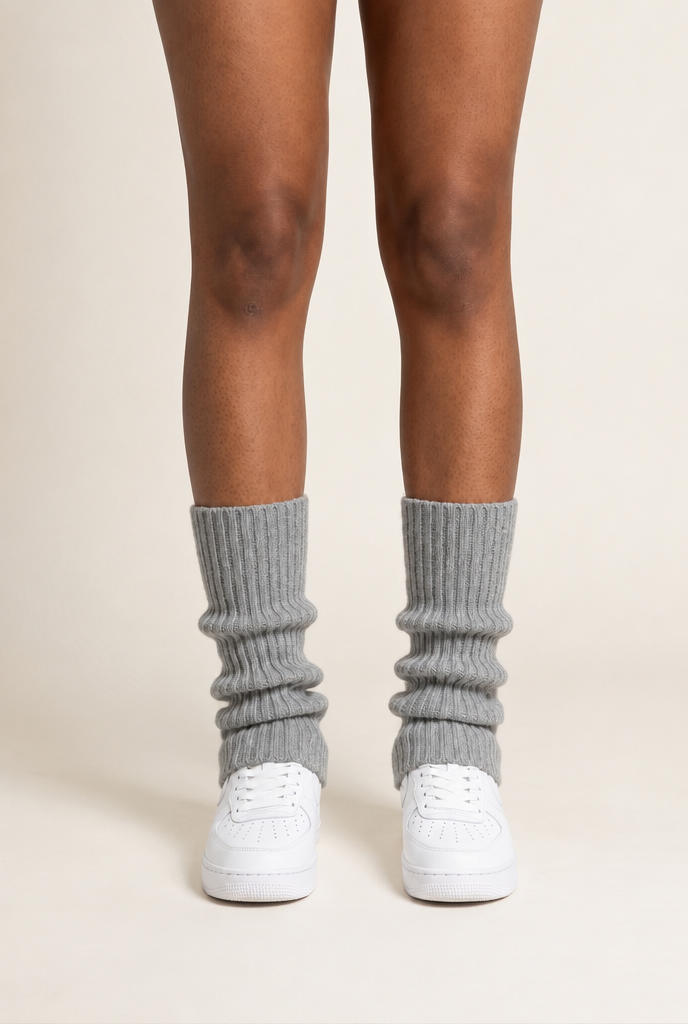 57cm Knitted Lolita Leg Warmers in Gray