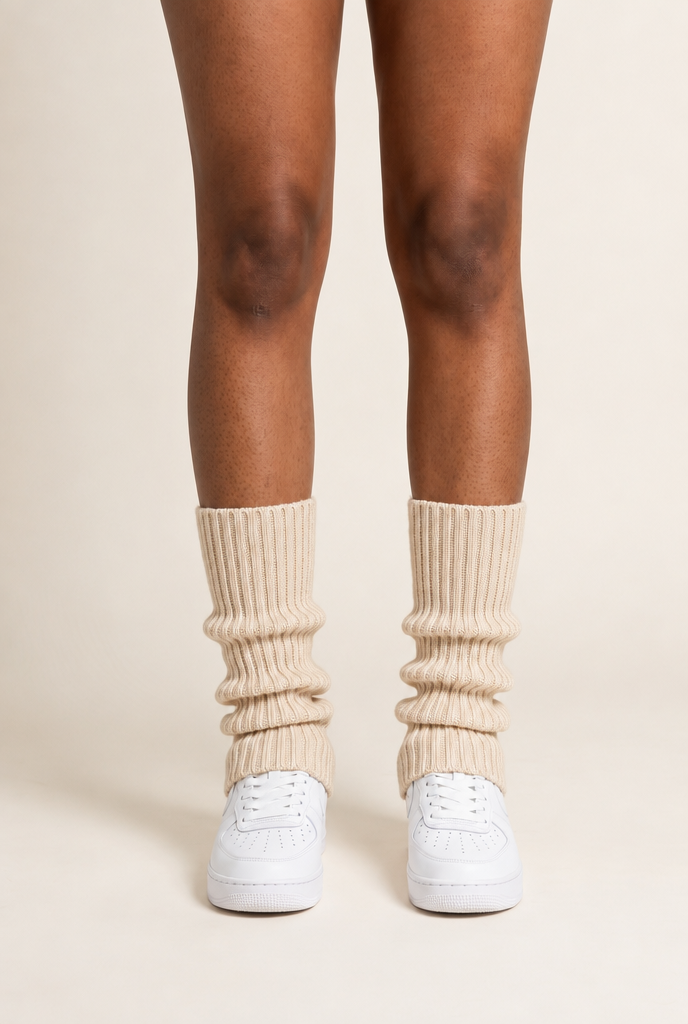 57cm Knitted Lolita Leg Warmers in Beige