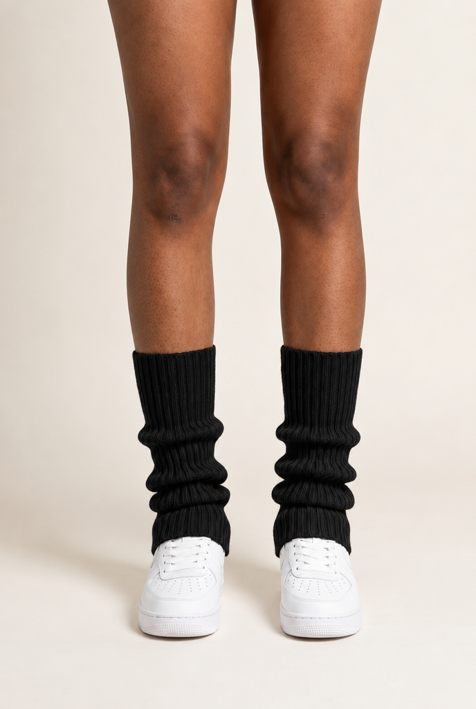 57cm Knitted Lolita Leg Warmers in Black