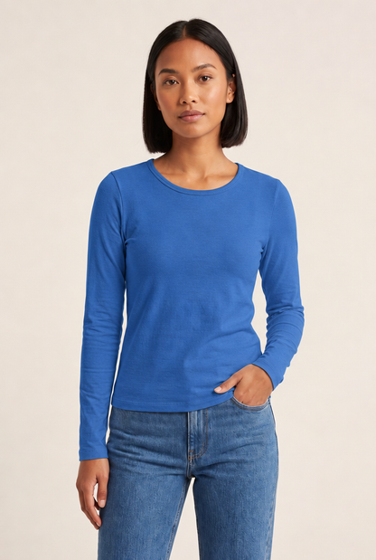 Everyday Long-Sleeve Knit Tee in Blue