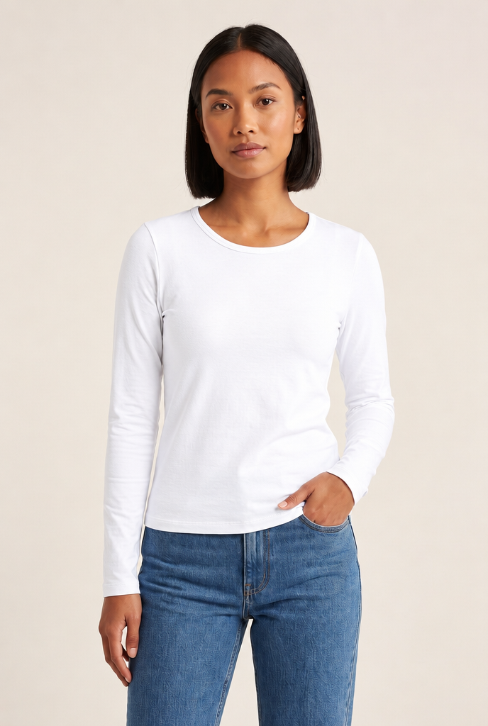 Everyday Long-Sleeve Knit Tee in White