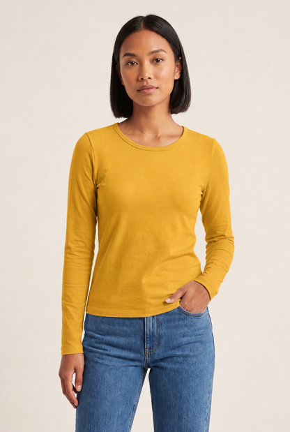Everyday Long-Sleeve Knit Tee in Gold