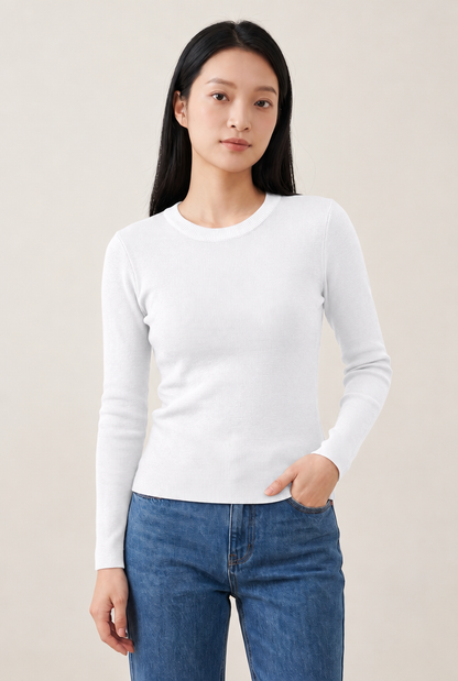 Thermal Velvet-Lined Base Layer Top in White