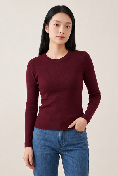 Thermal Velvet-Lined Base Layer Top in Burgundy