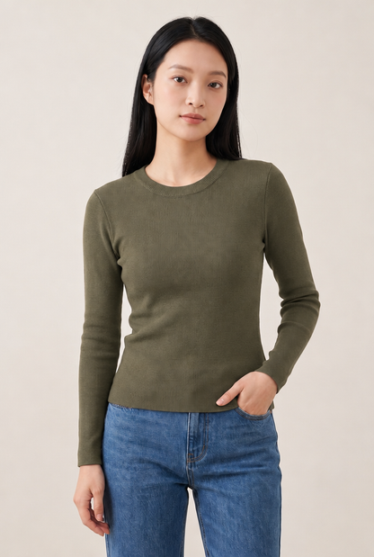 Thermal Velvet-Lined Base Layer Top in Khaki